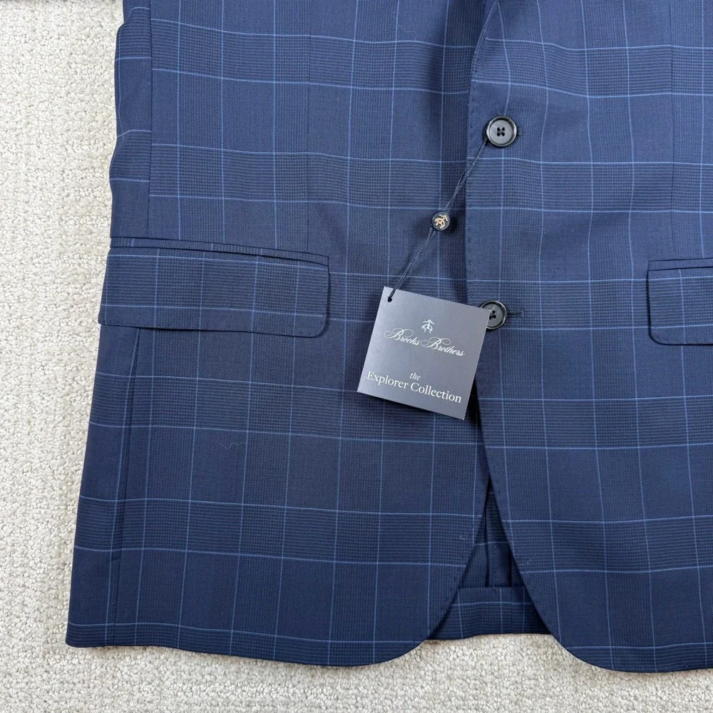 NEW Brooks Brothers 40R 34x32 Windowpane Explorer Vitale Barberis Canonico Suit